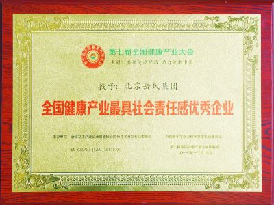 全國健康產(chǎn)業(yè)最具社會(huì)責(zé)任感優(yōu)秀企業(yè)